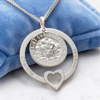 Sterling Silver Personailsed  3D St Christopher Family Pendant