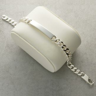 Sterling Silver Deep Curb ID Bracelet For Men With Optional Engraving