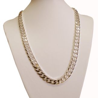 Heavy Chunky Mens 11mm Curb Chain - 9ct Yellow Gold Plated on Sterling Silver 