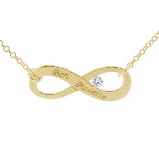 9ct Yellow Gold Infinity Necklace With CZ Crystal