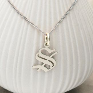 Sterling Silver Gothic Initial 