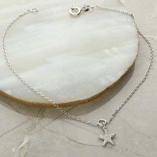 Sterling Silver Starfish Charm Anklet