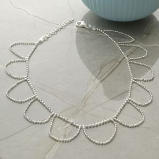 Sterling Silver Bead Frill Anklet