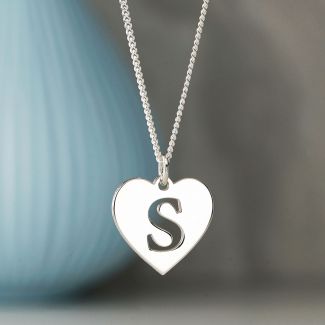 Sterling Silver Initial Heart Pendant