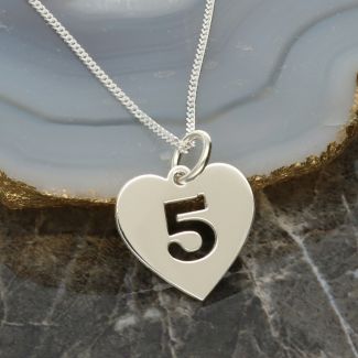 Sterling Silver Number Heart Pendant With Optional Chain