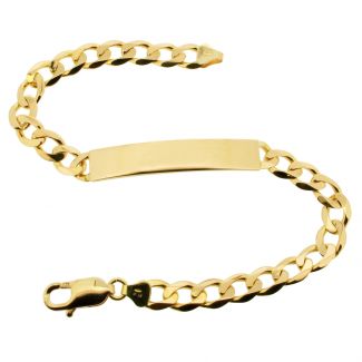 9ct Yellow Gold Mens Curb ID Bracelet With Optional Engraving