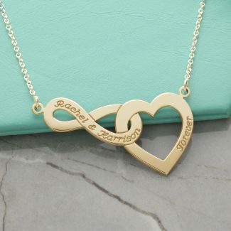9ct Yellow Gold Plated Entwined Infinity Heart Necklace