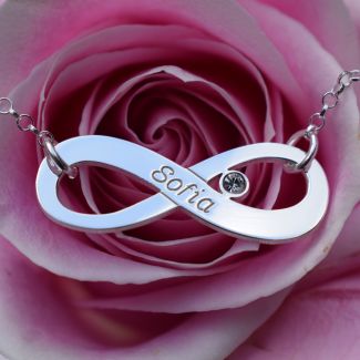Sterling Silver Infinity Necklace With CZ Crystal