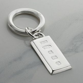 Sterling Silver Large Heavy Custom Hallmarked Ingot Keyring With Optional Engraving