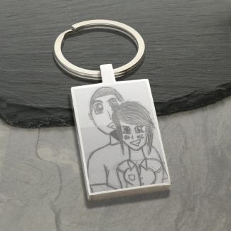 Mirror Polished Photo Engraved With Your Own Picture Rectangle Keyring 