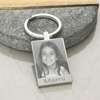 Mirror Polished Keyring With Photo Engraving And Name