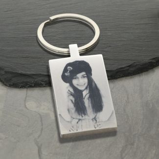 Mirror Polished Photo Engraved Rectangle Keyring