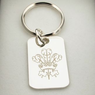 Sterling Silver Welsh Three Feathers Keyring With Optional Engraving