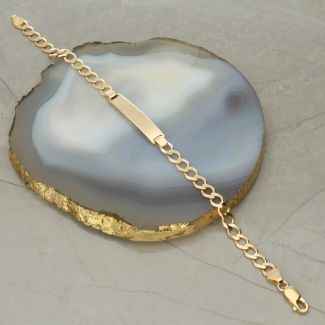 9ct Yellow Gold Ladies Curb ID Bracelet With Optional Engraving