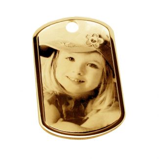 9ct Yellow Gold Large Photo Engraved Dog Tag With Optional Engraving