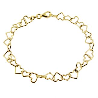 Yellow Gold Plated Heart Link Charm Bracelet