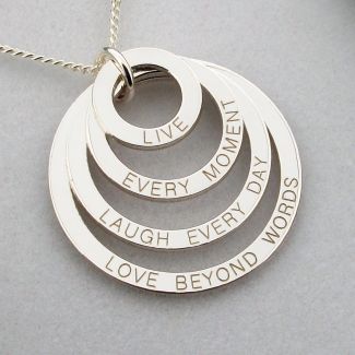 Sterling Silver Four Disc Family Pendant Necklace
