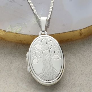 Sterling Silver Oval Tree of Life Locket With Optional Engraving & Chain