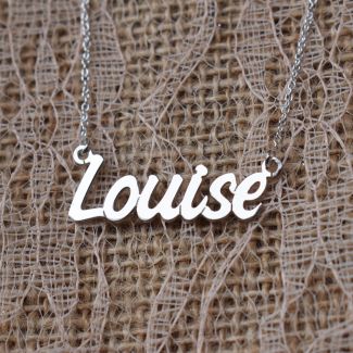 9ct White Gold Challenge Style Personalised Name Necklace