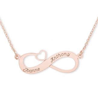 9ct Rose Gold Infinity With Heart Necklace