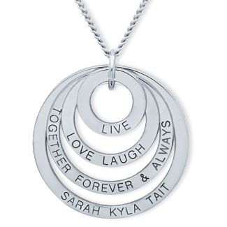 Sterling Silver Live Laugh Love Together Forever Family Pendant