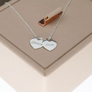 Sterling Silver Mini Personalised Heart Pendants Necklace 
