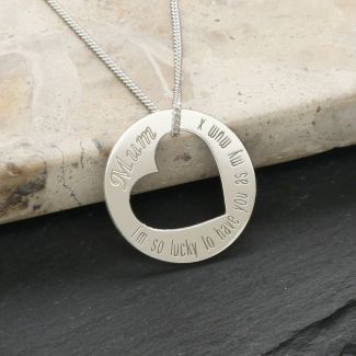 Sterling Silver Mum Cut Out Heart Pendant