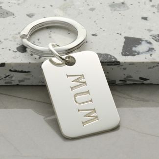 Sterling Silver Mum Rectangle Keyring With Optional Engraving