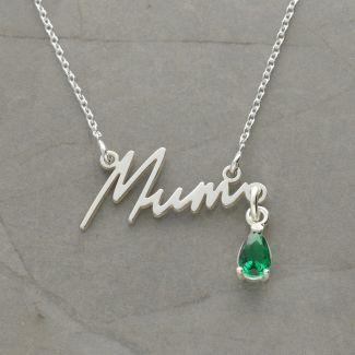 Sterling Silver Mum Signature Necklace With Birthstone