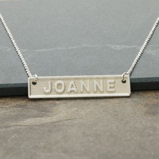 Sterling Silver Name Bar Tag Pendant 3D Block
