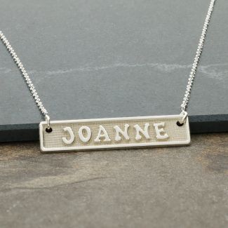 Sterling Silver Name Bar Tag Pendant 3D Hip Hop 