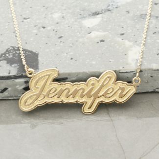 9ct Yellow Gold Plated 3D Carrie Style Personalised Name Necklace