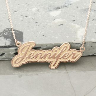9ct Rose Gold Plated 3D Carrie Style Personalised Name Necklace