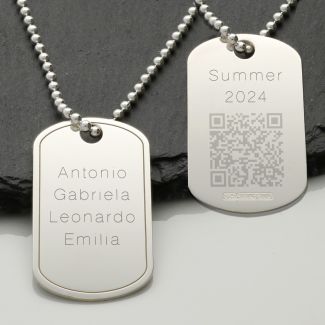 Sterling Silver Personalised QR Code Photo Dog Tag With Optional Engraving 