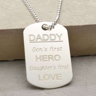 Sterling Silver Daddy Large Dog Tag With Engraving