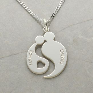 Personalised Mother And Child Necklace in Sterling Silver