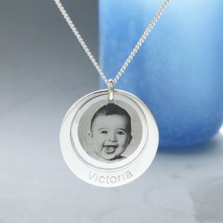 Sterling Silver Personalised Photo Double Disc Pendant