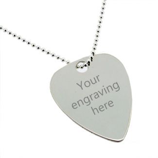 Sterling Silver Plectrum Guitar Pick Tag With Engraving