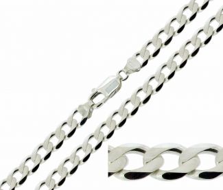 Sterling Silver 7.2mm Diamond Cut Curb Chain