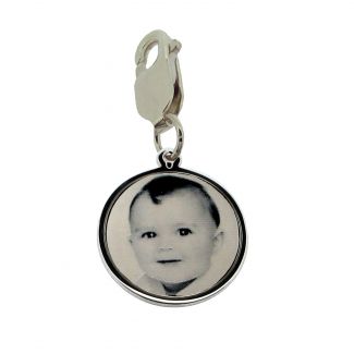 Sterling Silver 19mm Round Photo Engraved Disc Charm