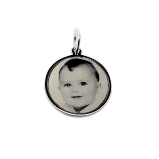 Sterling Silver 19mm Round Photo Engraved Disc Necklace