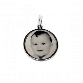 9ct White Gold 19mm Round Photo Engraved Disc Pendant