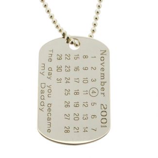 Sterling Silver Special Date Calendar & Photo Engraved Dog Tag With Optional Engraving