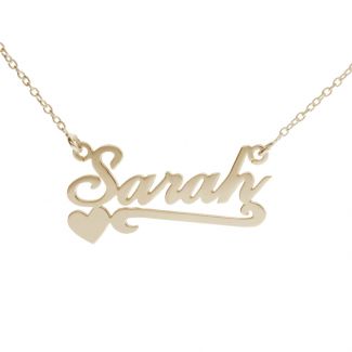 9ct Yellow Gold Plated Carrie Style Personalised Name Necklace With Heart & Scroll