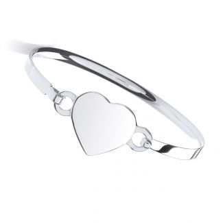 Sterling Silver Ladies Heart Bangle