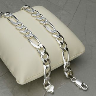 Sterling Silver Mens 6mm Figaro Chain