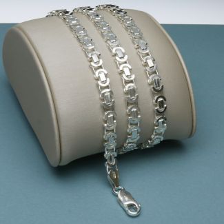 Sterling Silver Ladies 4mm Byzantine Fancy Bracelet