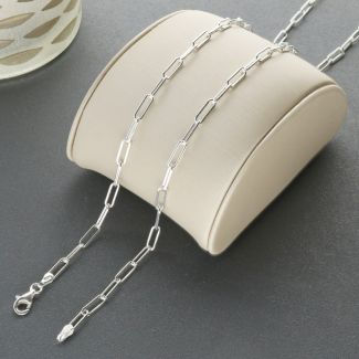 Sterling Silver 3mm Paper Clip Link Chain