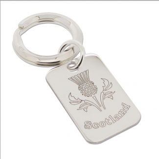 Sterling Silver Rectangle Scotland Keyring With Optional Engraving