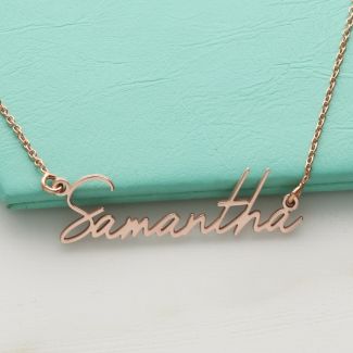 9ct Rose Gold Plated Signature Style Name Necklace